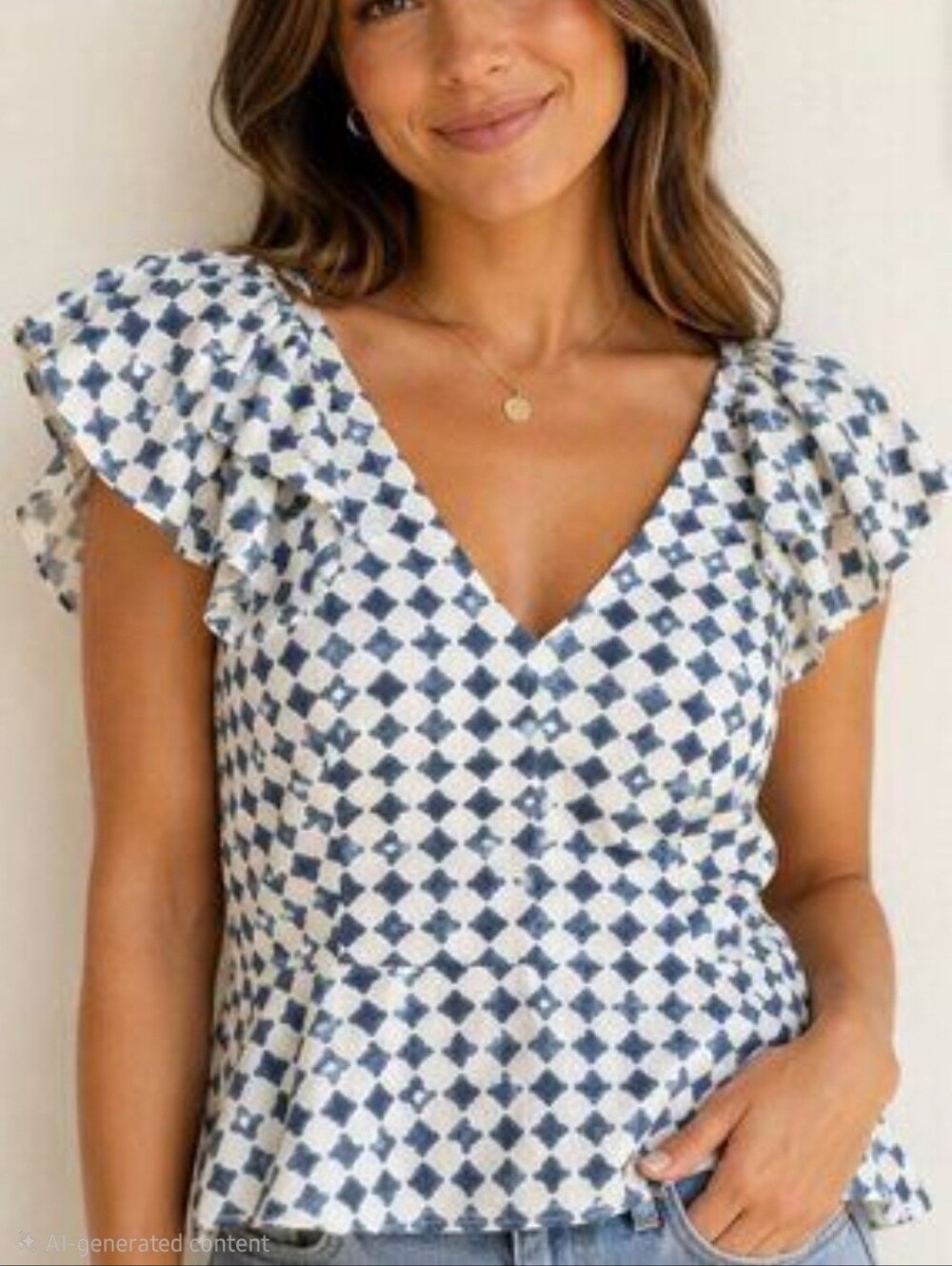 Shibori-Print V-Back Top
